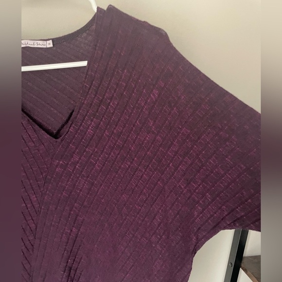 Michael Stars Dark Purple Asymmetrical Hemmed Sweater Size OS - Picture 2 of 8